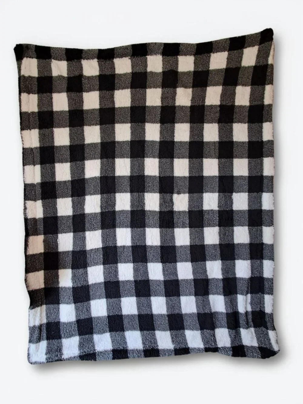 Northeast Outfitters Sherpa Blanket 50x60 Black White Buffalo Plaid Fleece NWT